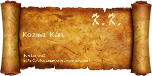 Kozma Kán névjegykártya